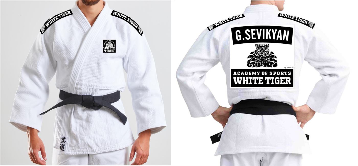 Кимоно с нашивками White Tiger спереди и сзади